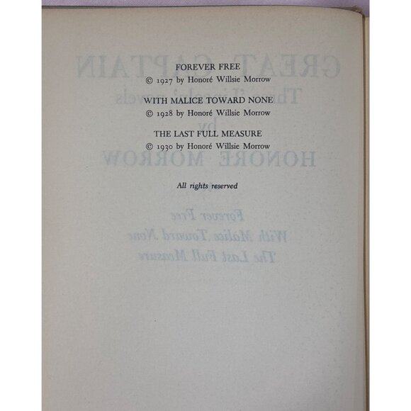 Great Captain Three Novels Of Abraham Lincoln By Honoré Morrow Hardcover 1927 - Picture 6 of 11